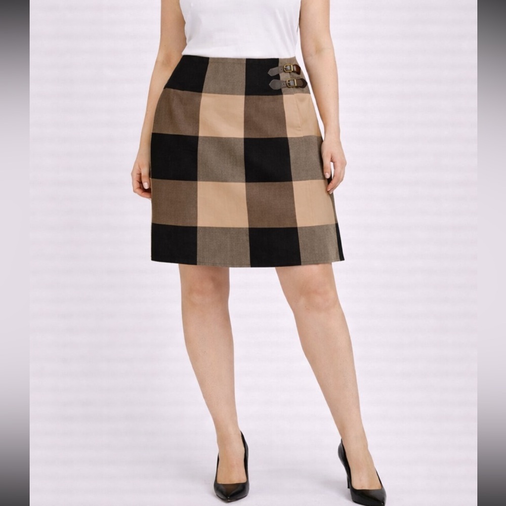 Casual Corner Annex Plaid Mini Skirt Brown Black - Size 14